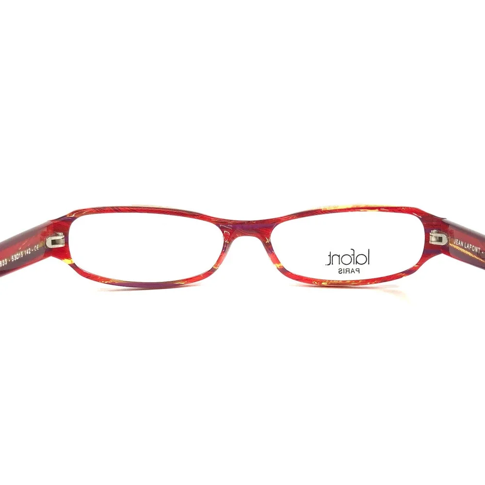 Jean Lafont Eyeglasses Frames PUNCH 633 Red Striped Horn Cat Eye 53-15-142